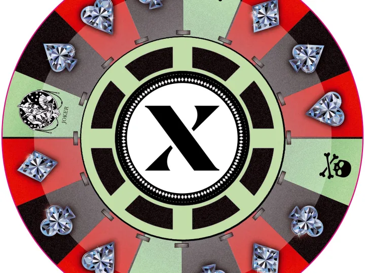 Casino-style wheel design with skulls and diamonds