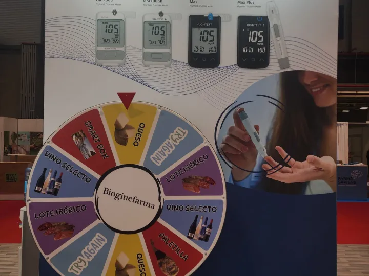 Custom giant prize wheel in front of a corporate backdrop