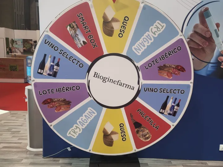 Giant prize wheel on a pharmacy stand