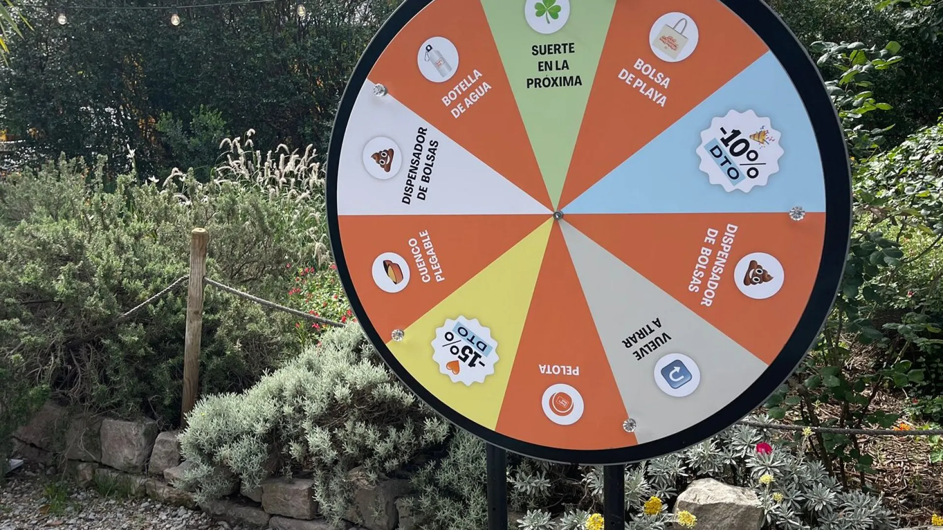 Multicolour prize wheel in a garden
