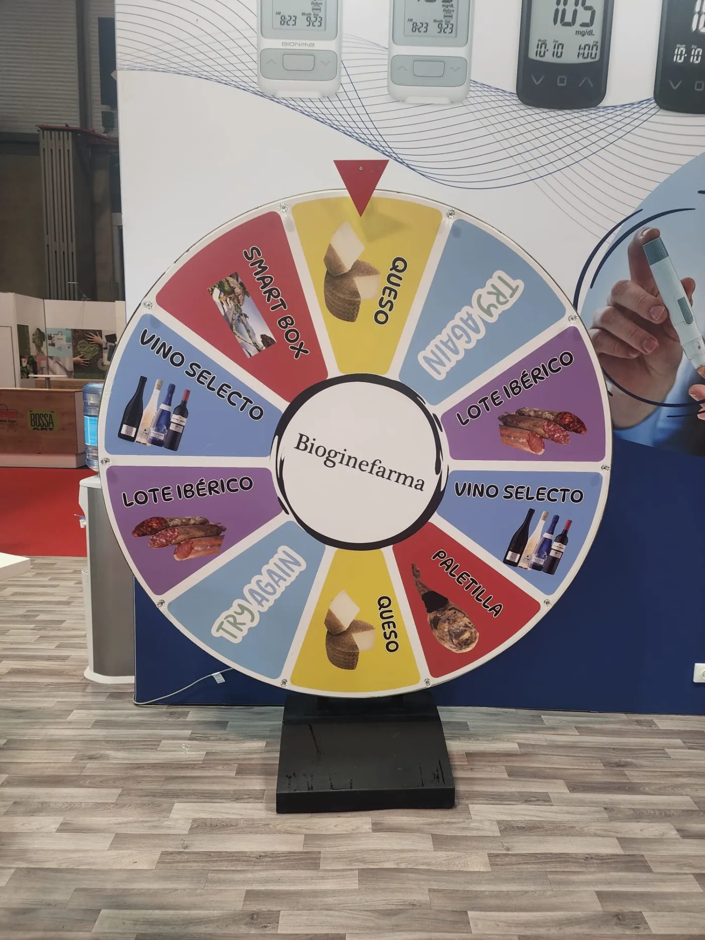 Giant prize wheel on a pharmacy stand